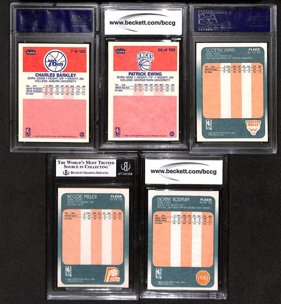 Lot Of 5 Basketball Graded Rookie Cards From 1986-88 w. Charles Barkley