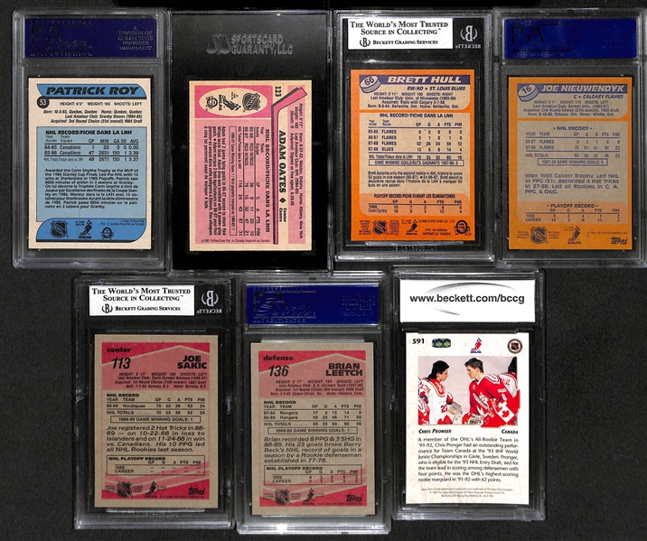 Lot Of 7 Hockey Graded Stars Rookie Cards w. Patrick Roy