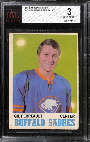 Lot of 2 1970/71 O-Pee-Chee Hockey Cards - Bobby Clarke & Gilbert Perreault - BVG