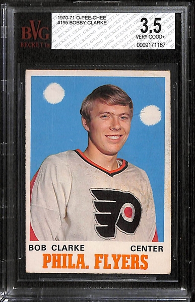 Lot of 2 1970/71 O-Pee-Chee Hockey Cards - Bobby Clarke & Gilbert Perreault - BVG