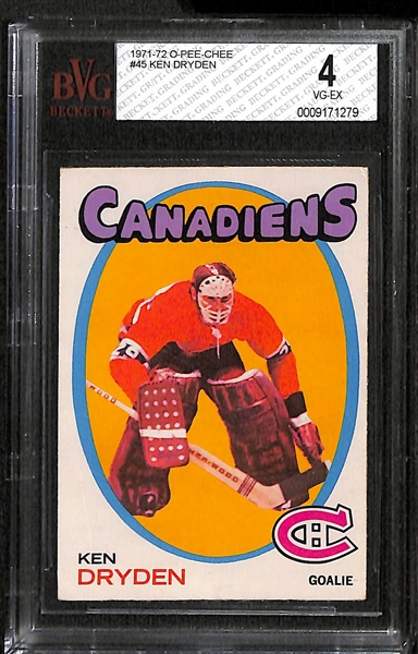 Lot of 2 1971/72 O-Pee-Chee Hockey Cards - Dryden & Dionne - BVG