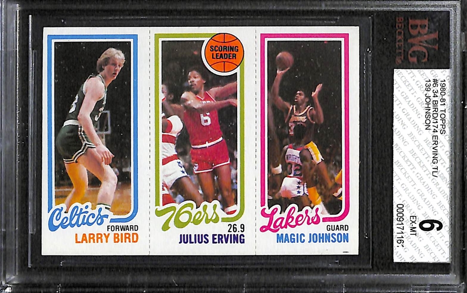 Lot of 2 1980s Star Basketball Rookie Cards - Bird/Johnson & Drexler (1986 Fleer) - BVG 6 & 8