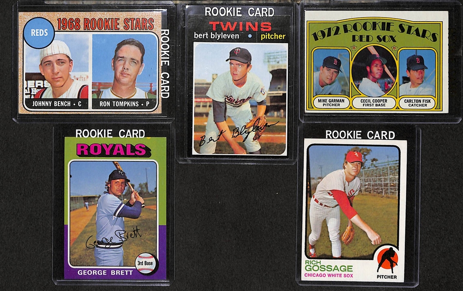 Lot Of 5 Baseball Stars Rookie Cards w. Johnny Bench