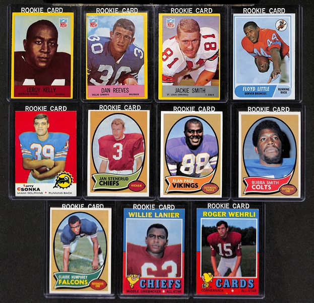 Lot Of 11 Football Stars Rookie Cards w. Leroy Kelly