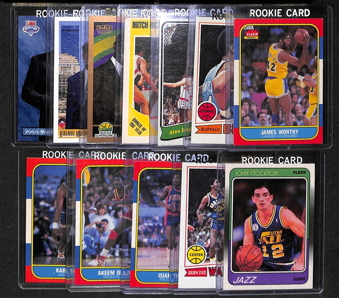 Lot Of 12 Basketball Stars Rookie Cards w. Karl Malone