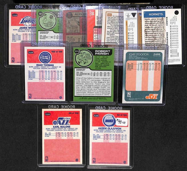 Lot Of 12 Basketball Stars Rookie Cards w. Karl Malone