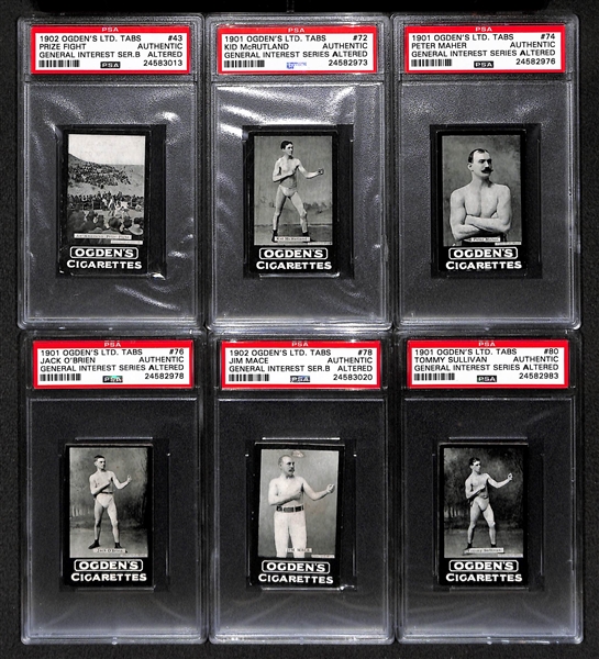 Lot Of 6 1909 Ogden's Boxing Cards PSA Altered w. Sullivan