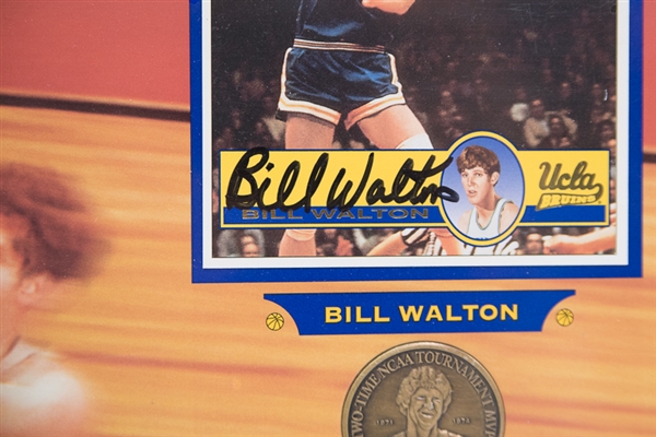 Bill Walton & John Wooden Signed Photo & Medallion Display