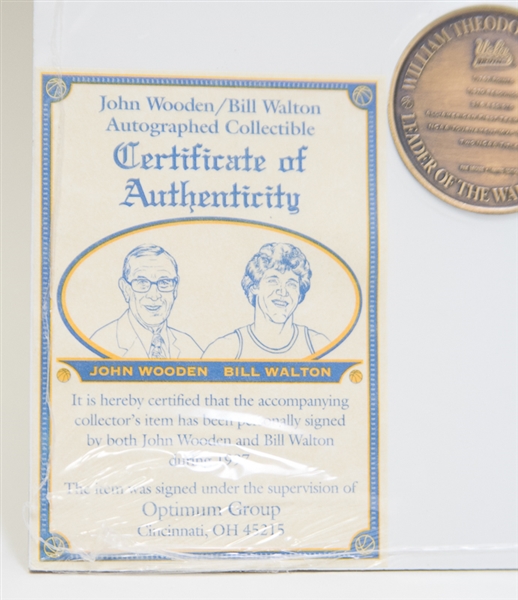 Bill Walton & John Wooden Signed Photo & Medallion Display