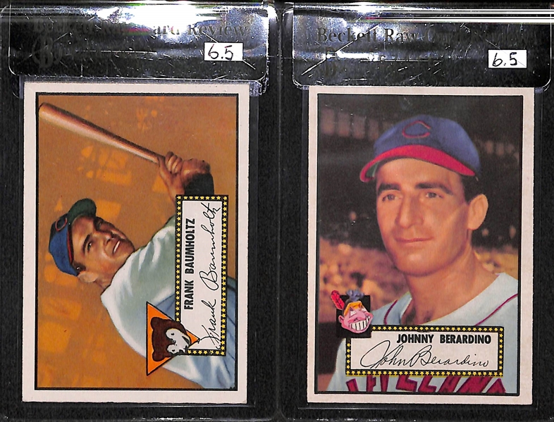 Lot of 2 - 1952 Topps Frank Baumholtz #225 & Johnny Berardino #253 - Both BVG 6.5