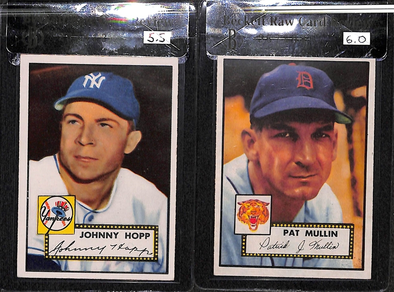 Lot of 2 - 1952 Topps Johnny Hopp #214 & Pat Mullin #275 - Both BVG 5.5