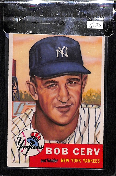 Lot of 3 - 1953 Topps Phil Rizzuto #114, Bob Cerv #210 RC, & Vic Wertz #142 - BVG 5.5/ 6.0/ 6.0.