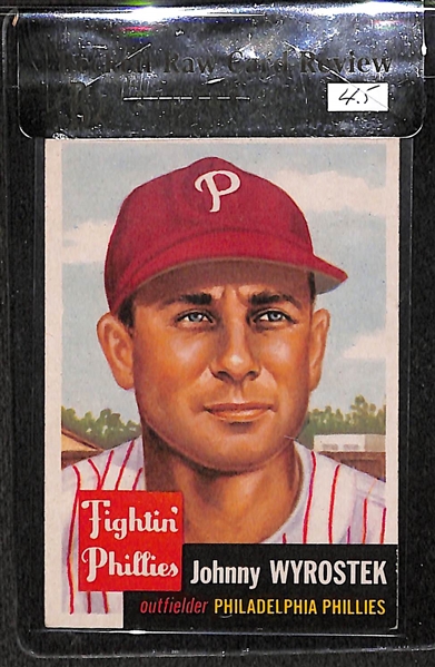 Lot of 3 - 1953 Topps Warren Spahn #147, PeeWee Reese #76, Johnny Wyrostek #79 - All BVG 4.5