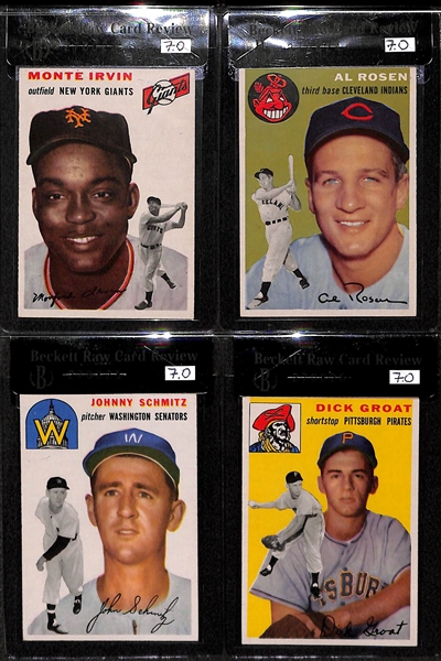 Lot of 4 - 1954 Topps Monte Irvin #3, Al Rosen #15, Johnny Schmitz #33, Dick Groat #43 - All BVG 7.0