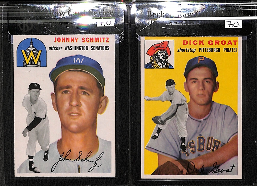 Lot of 4 - 1954 Topps Monte Irvin #3, Al Rosen #15, Johnny Schmitz #33, Dick Groat #43 - All BVG 7.0