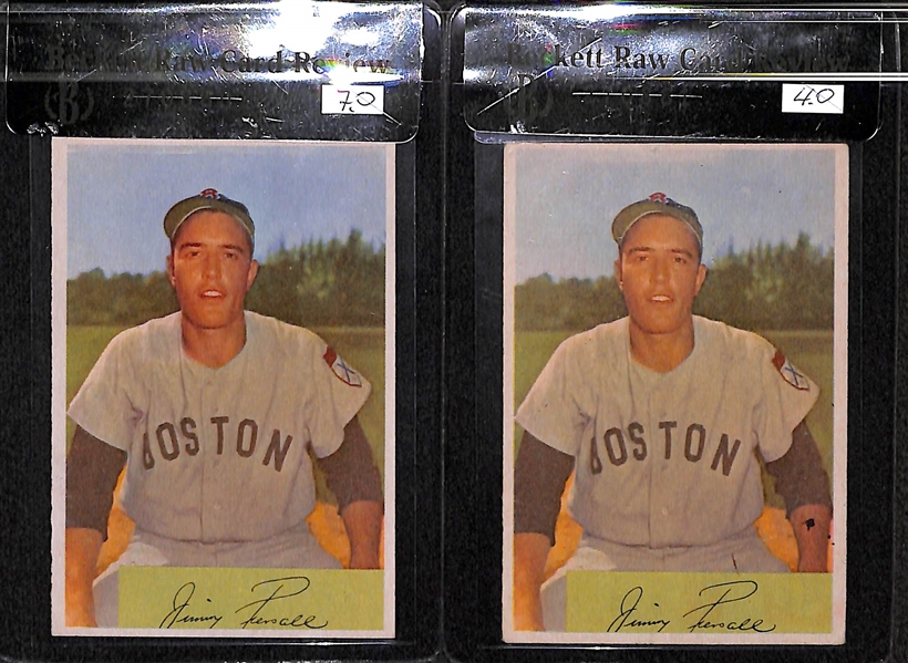 Lot of 2 - 1954 Bowman Jim Piersall #66 & #210 Cards - BVG 7.0 & 4.0