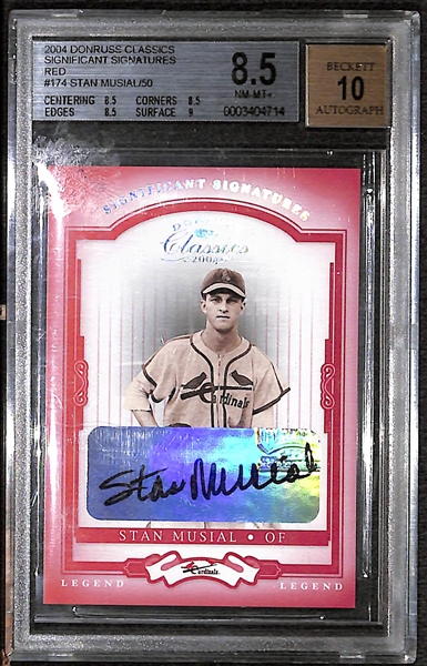 2004 Donruss Classics Stan Musial Autograph Card Red #29/50 BSG 8.5
