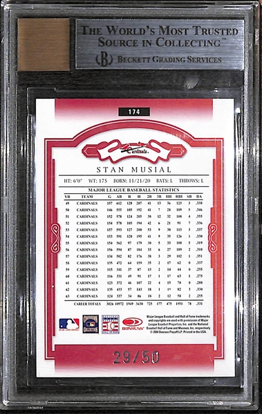 2004 Donruss Classics Stan Musial Autograph Card Red #29/50 BSG 8.5