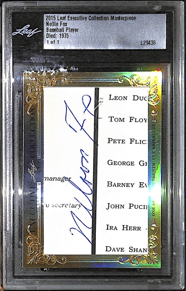 2015 Leaf Executive Collection Nellie Fox #1/1 Cut Autograph Card