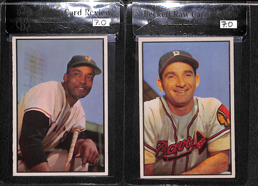 Lot of 2 - 1953 Bowman Color Monte Irvin #51, Sid Gordon #5 - Both BVG 7.0