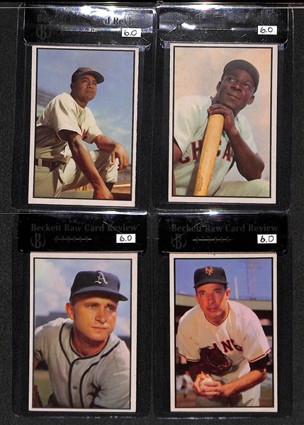 Lot of 4 - 1953 Bowman Color Larry Doby #40, Orestes Minoso #36, Bobby Shantz #11, Jim Hearn #76 - All BVG 6.0