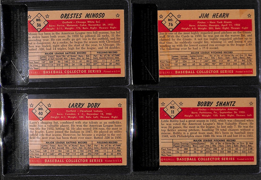 Lot of 4 - 1953 Bowman Color Larry Doby #40, Orestes Minoso #36, Bobby Shantz #11, Jim Hearn #76 - All BVG 6.0
