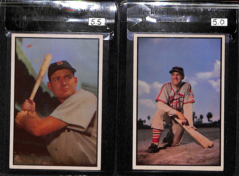 Lot of 4 - 1953 Bowman Color George Kell #61, Enos Slaughter #81, Willard Marshall #58, Leo Durocher #55 - BVG 5.5, 5.0, 5.0, 4.5.