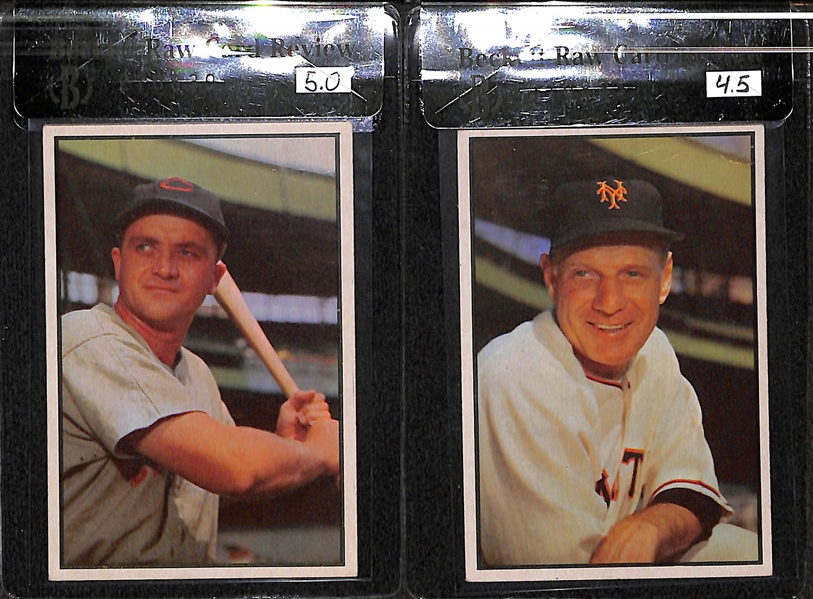 Lot of 4 - 1953 Bowman Color George Kell #61, Enos Slaughter #81, Willard Marshall #58, Leo Durocher #55 - BVG 5.5, 5.0, 5.0, 4.5.
