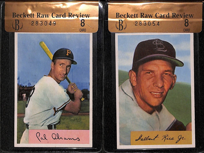 Lot of 4 - 1954 Bowman Alex Kellner #51 , Harry Byrd #49, Cal Abrams #91, & Del Rice #30 - BVG - *HIGH GRADE*