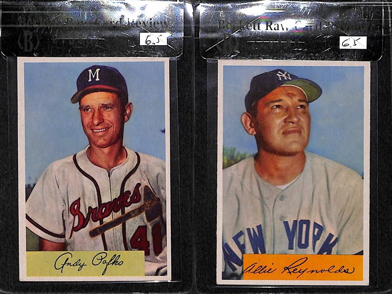 Lot of 5 - 1954 Bowman Nellie Fox #6, Al Schoendienst #110, Al Dark #41A, Andy Pafko #112, Allie Reynolds #113 - BVG 7.0 & 6.5