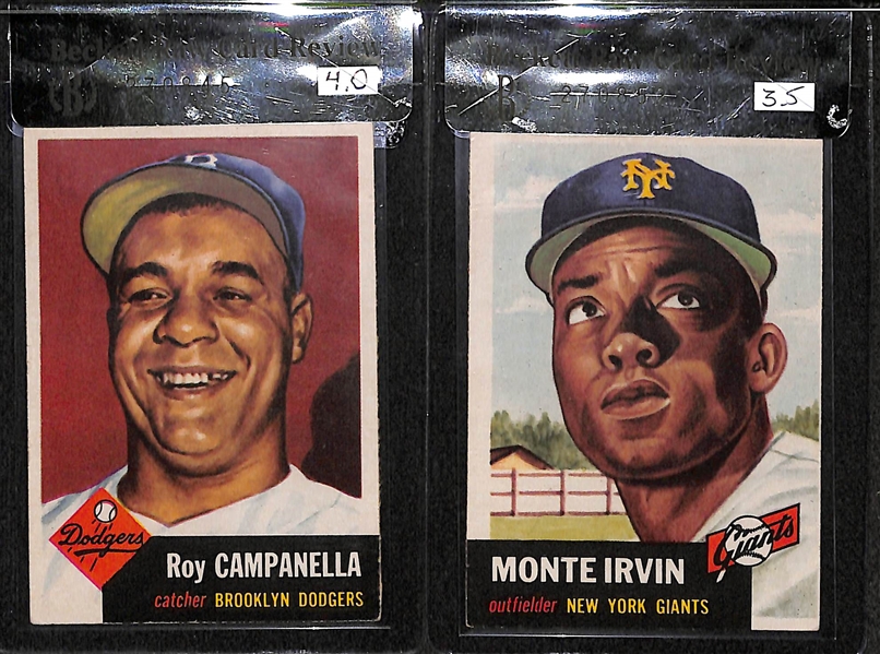 Lot of 2 - 1953 Topps Roy Campanella #27 BVG 4.0 & Monte Irvin #62 BVG 3.5