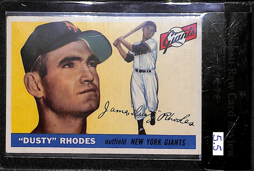 1955 Topps Warren Spahn (BVG 6.0) & Dusty Rhodes (BVG 5.5) Cards