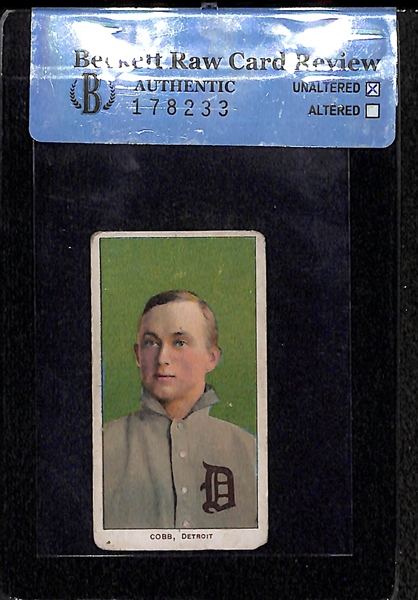 1909-11 T206 Ty Cobb - Green Portrait - Piedmont Back - BVG Authentic Unaltered