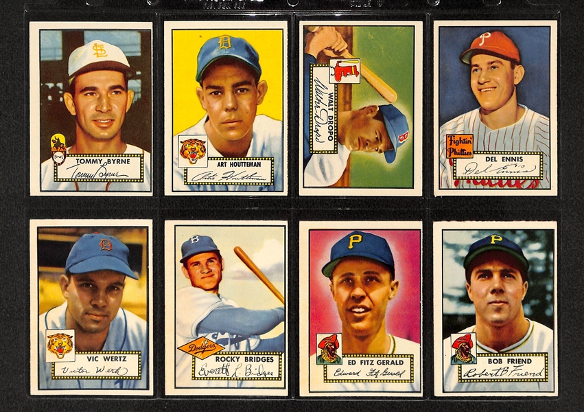 Lot Of 8 1952 Topps Baseball Cards w/ Bob Friend