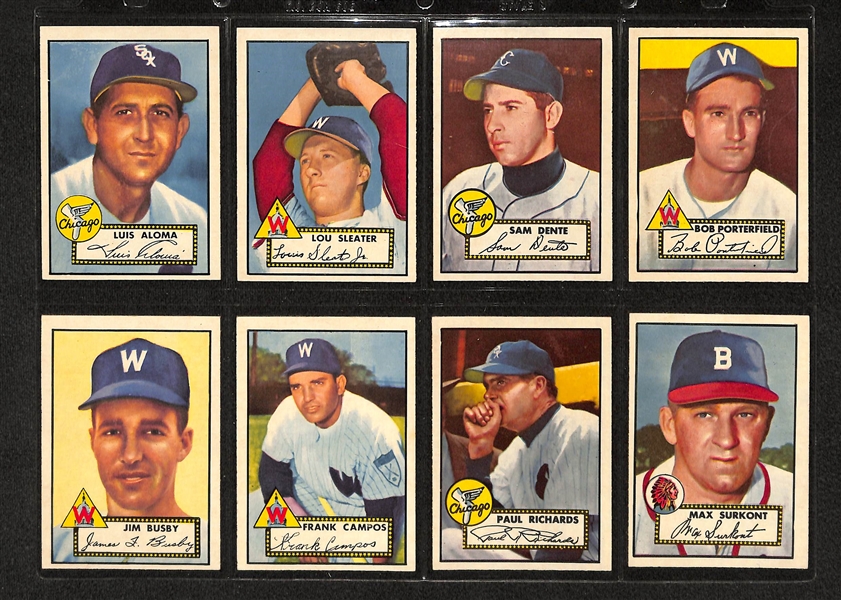 Lot Of 8 1952 Topps Baseball Cards w/ Bob Porterfield
