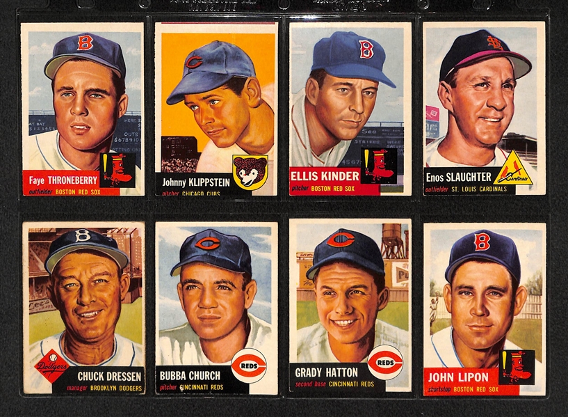 Lot Of 16 1953 Topps Baseball Cards w/ Enos Slaughter