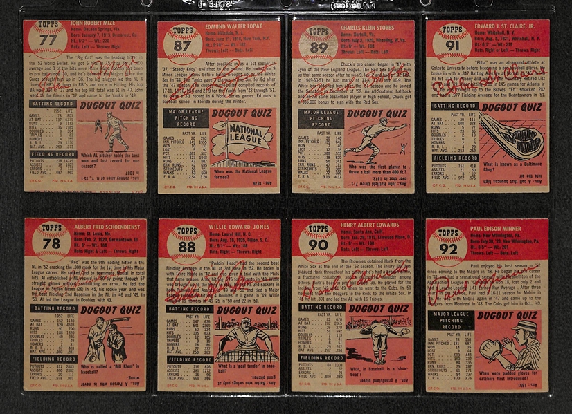 Lot Of 16 1953 Topps Baseball Cards w/ Johnny Mize