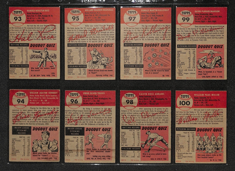 Lot Of 16 1953 Topps Baseball Cards w/ Johnny Mize