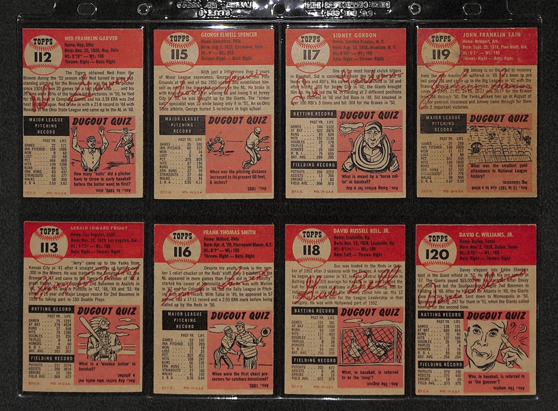 Lot Of 16 1953 Topps Baseball Cards w/ Joe Nuxhall