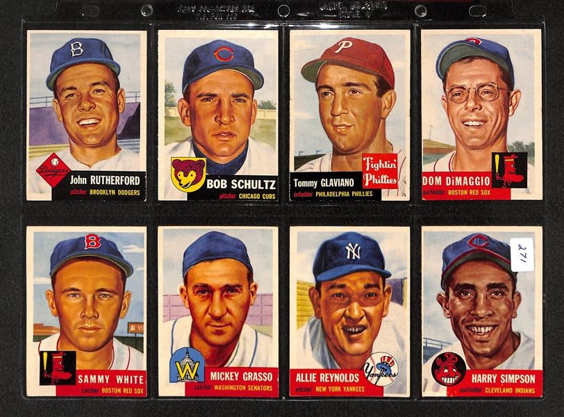 Lot Of 16 1953 Topps Baseball Cards w/ Dom DiMaggio