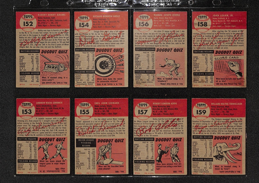 Lot Of 16 1953 Topps Baseball Cards w/ Dom DiMaggio