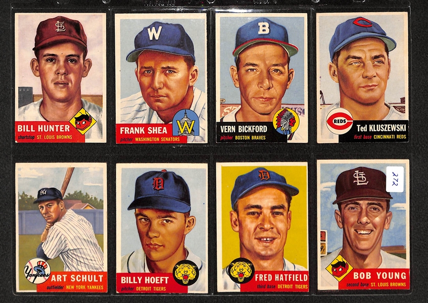 Lot Of 16 1953 Topps Baseball Cards w/ Ted Kluszewski