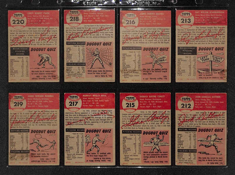 Lot Of 13 1953 Topps Baseball Cards w/ Satchell Paige