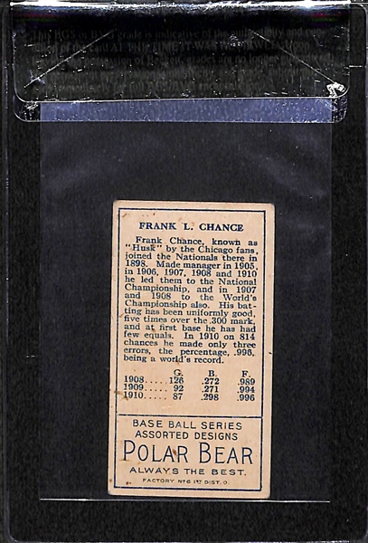 1911 T205 Frank Chance - Polar Bear Back - BVG 4.5