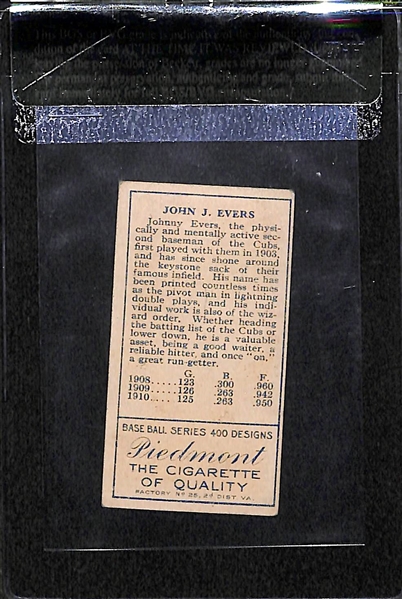 1911 T205 John Evers - Piedmont Back - BVG 4.5