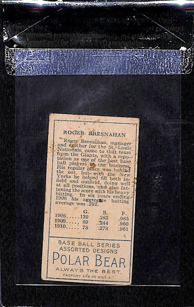 1911 T205  Roger Bresnahan - Mouth Closed - Polar Bear Back - BVG 3.0