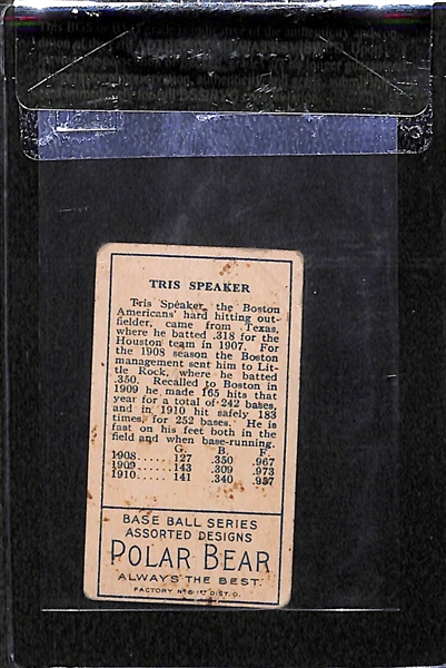 1912 T205 Tris Speaker - Polar Bear Back - BVG 1.5