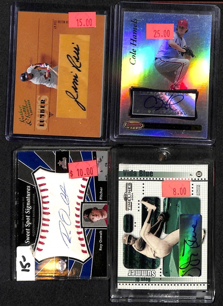 Lot of 80 Certified Autograph Baseball Cards with Hamels