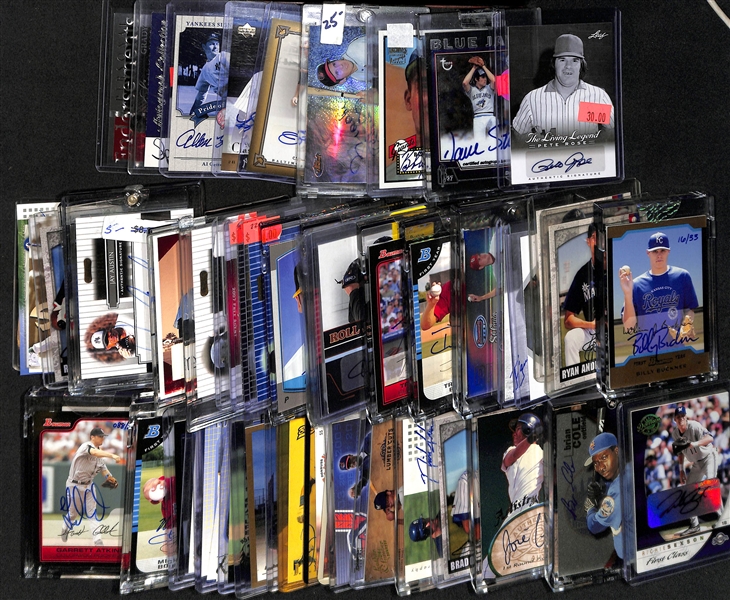 Lot of 60 Certified Autograph Baseball Cards with HOFers, Stars, and Rookie Cards