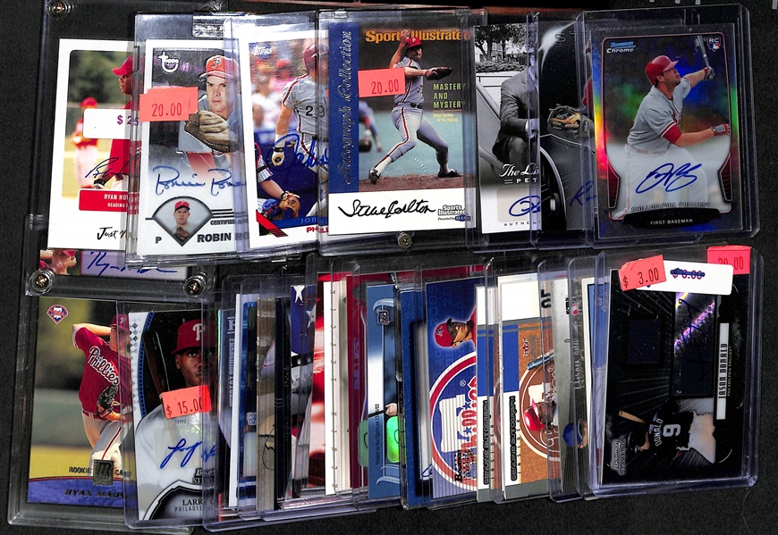 Lot Of 25 Phillies Certified Autograph Cards w. Carlton & Howard
